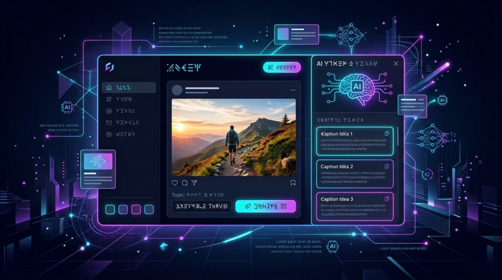AI Caption Generator creating social media caption ideas