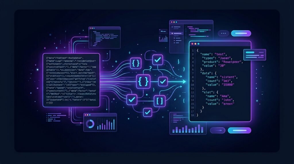 JSON Formatter and Validator checking and formatting JSON data