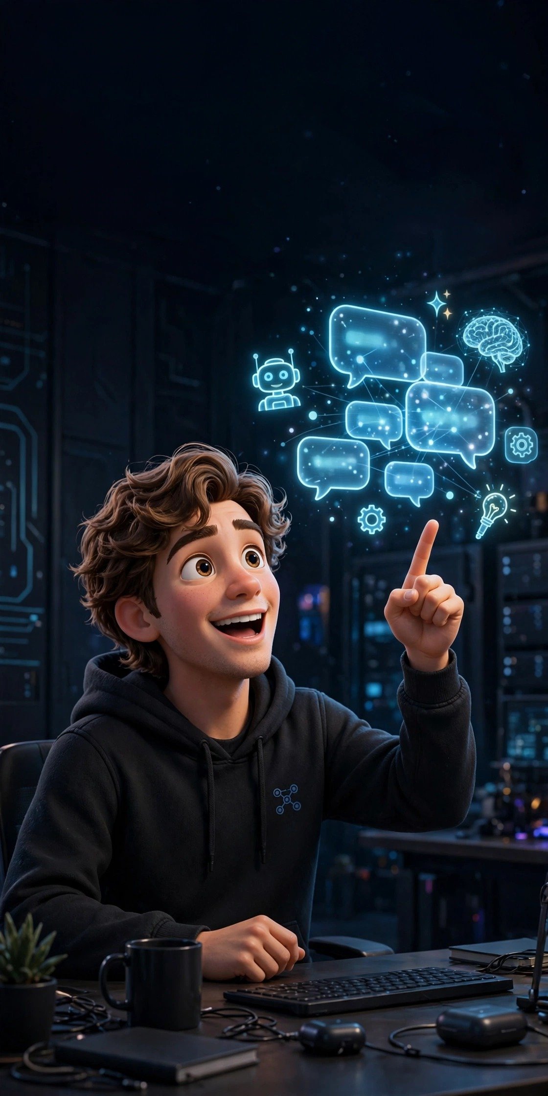 How to use Poe AI for beginners - 3D character pointing at holographic chat bubbles with many AI models