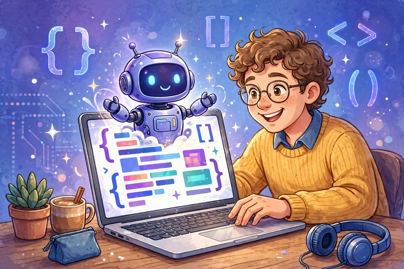 AI coding tools for beginners illustration