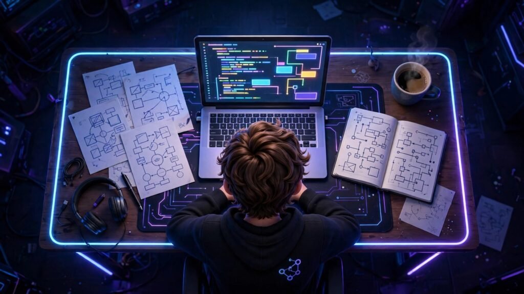 Muse Spark Open AI beginners guide featured image - 3D character working at a coding desk